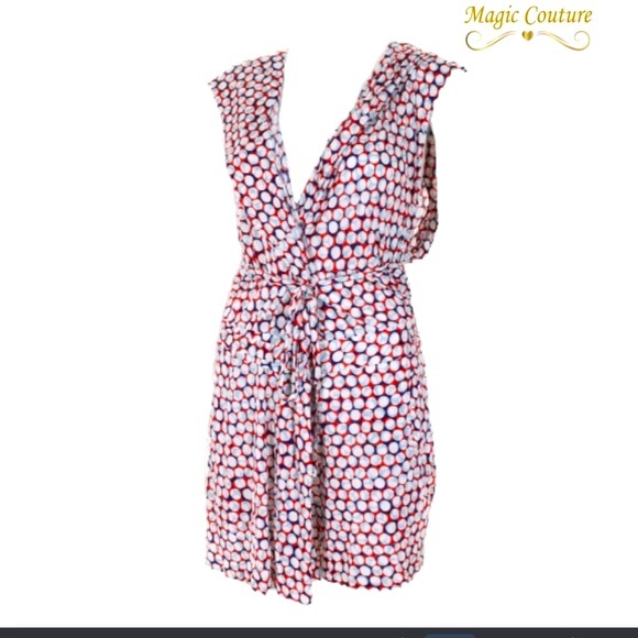 ❌SOLD❌Diane Von Furstenberg Denisha Spotted Print Hooded Romper🤍💙 - Picture 4 of 15